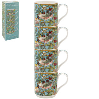 William Morris Teal Strawberry Thief 4 stapelbara muggar