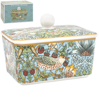William Morris Teal Strawberry Thief Smörbytta