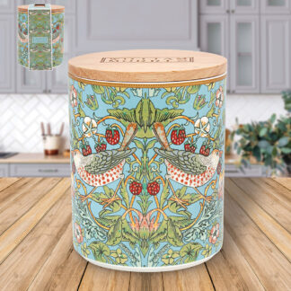 William Morris Teal Strawberry Thief Burk med trälock