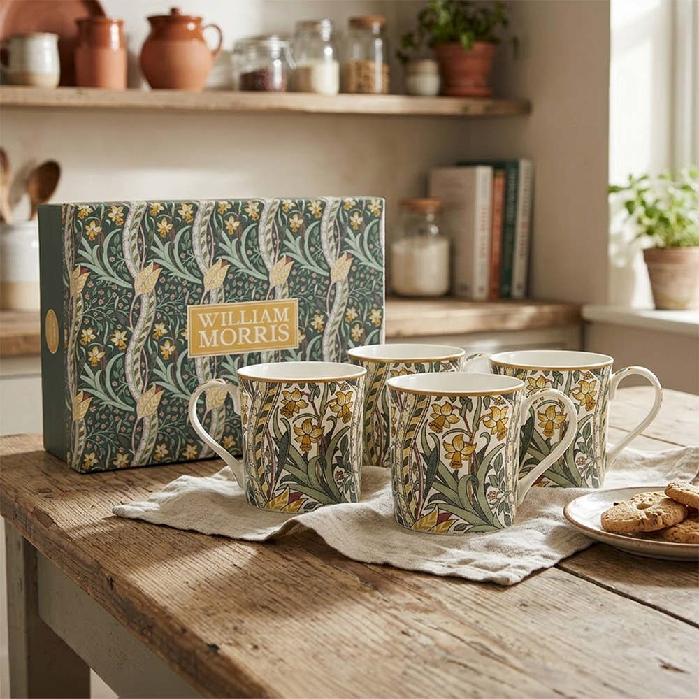 William Morris Daffodils 4 muggar i presentförpackning