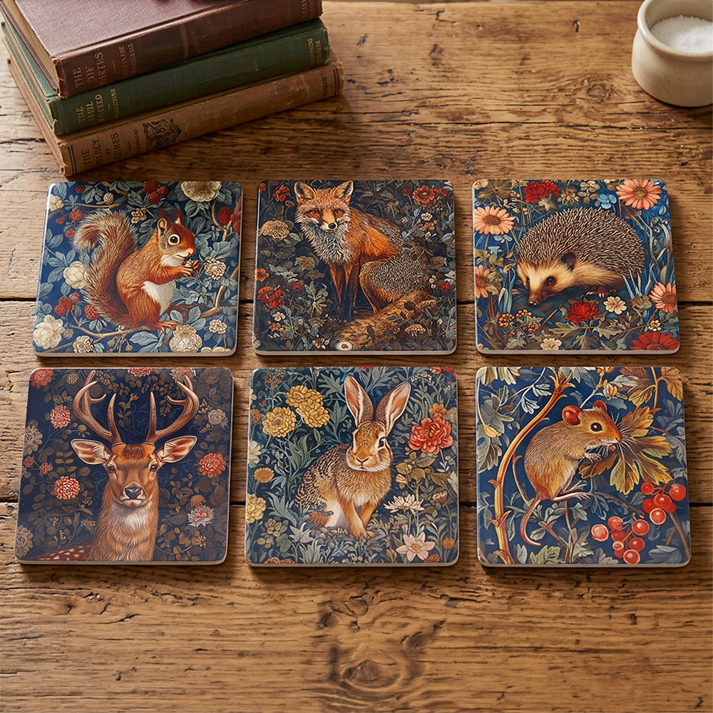 W Morris Wildlife keramikcoasters 6-mix